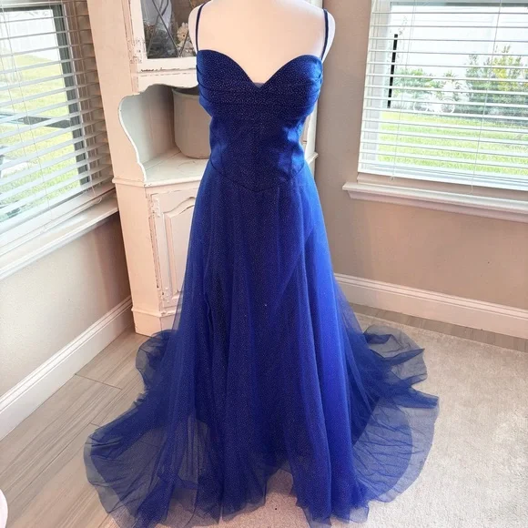 NEW Blue Dress with Glitter Tulle NWOT Size XL - Picture 4 of 9